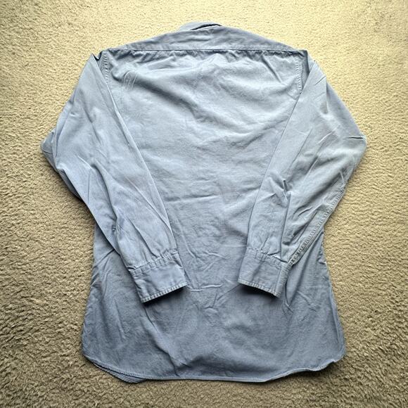 Vintage 50s 60s Conquerer Simpsons Soulette Poplin Sanforized Button Shirt Large - Picture 12 of 13